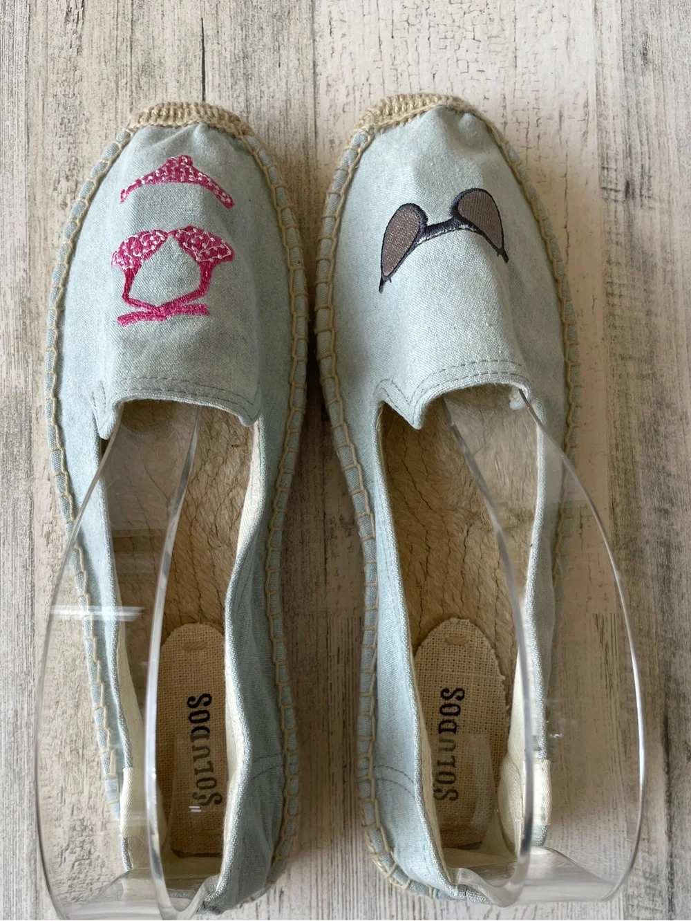 Soludos Women's Light Green Embroidered Espadrilles - Sunglasses & Bikini SZ 9